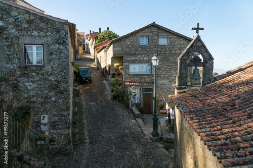 Houses and narrow historical streets in Monsanto village, Portugal