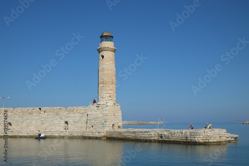 Lighthouse in Rethymno harbor, Crete, Greece