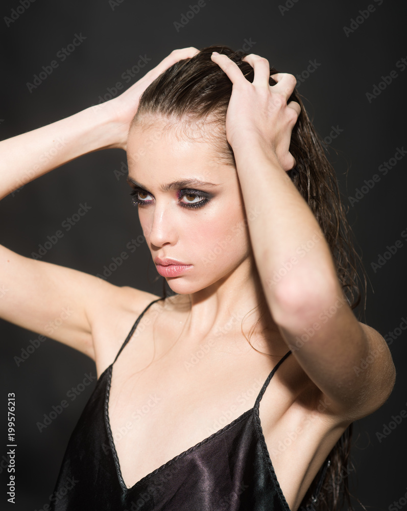 Fototapeta premium Makeup for woman with soft skin, youth. makeup and cosmetics.