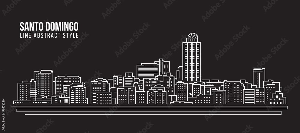 Cityscape Building Line art Vector Illustration design - santo domingo city