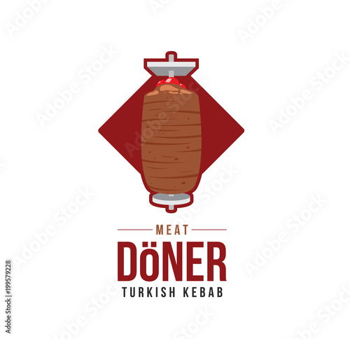 Vector illustration of turkey meat doner kebab icon on white background