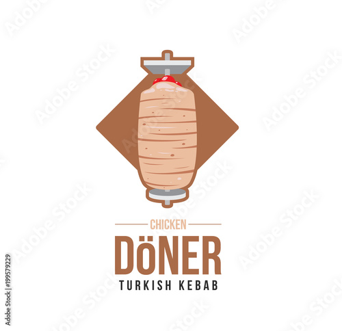 Vector illustration of turkey chicken doner kebab icon on white background