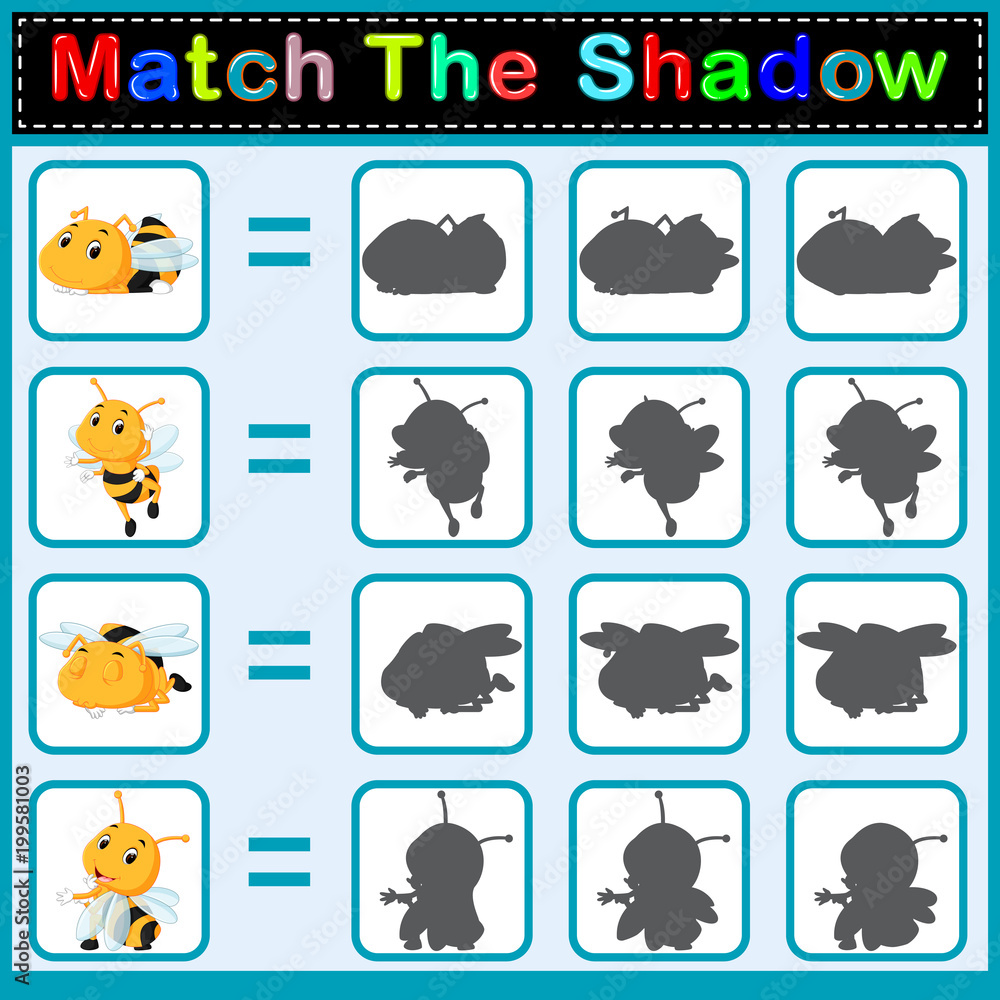 Find the correct shadow of the bee Find the correct shadow of the bee