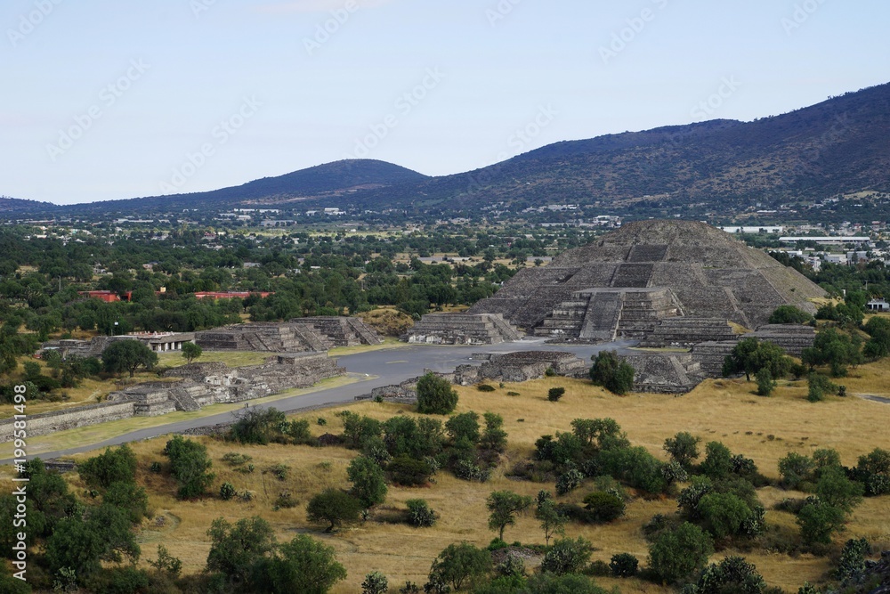Elevated view of the pyramid of the Moon, Teotihuacan, Mexico