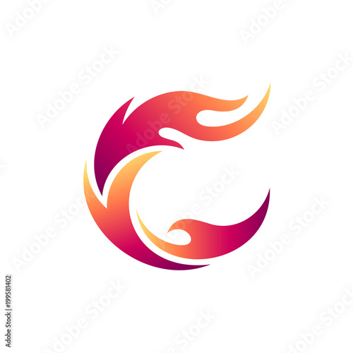 Fire Flame Letter C, Initial Letter Logo Design © cahyo