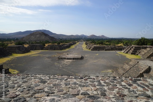 View of pyramid of the Sun from the pyramid of the Moon, Teotihuacan, Mexico