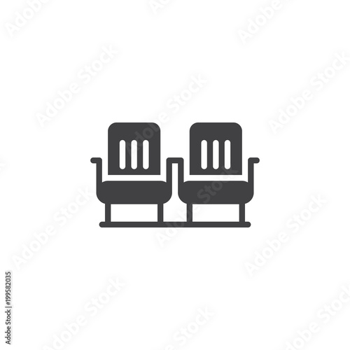 Airplane seats vector icon. filled flat sign for mobile concept and web design. Two rows seats simple solid icon. Symbol, logo illustration. Pixel perfect vector graphics