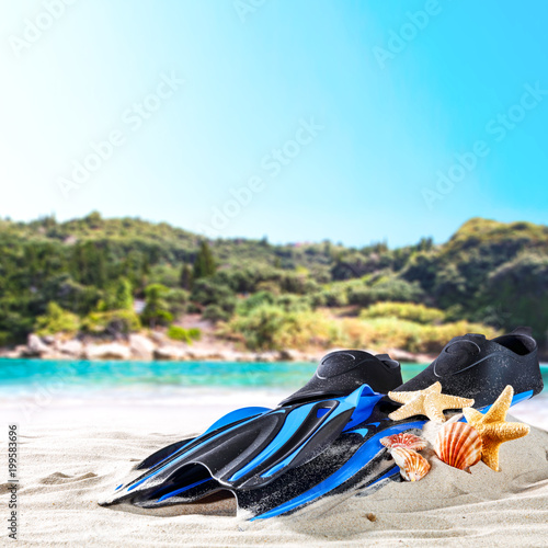 beach and fins on sand  © magdal3na