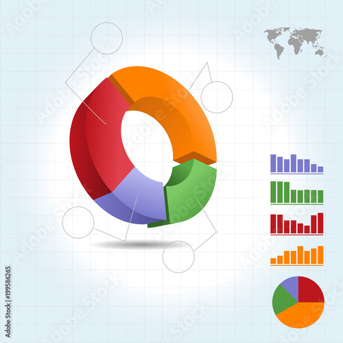 3D Pie Chart infographic four points photo