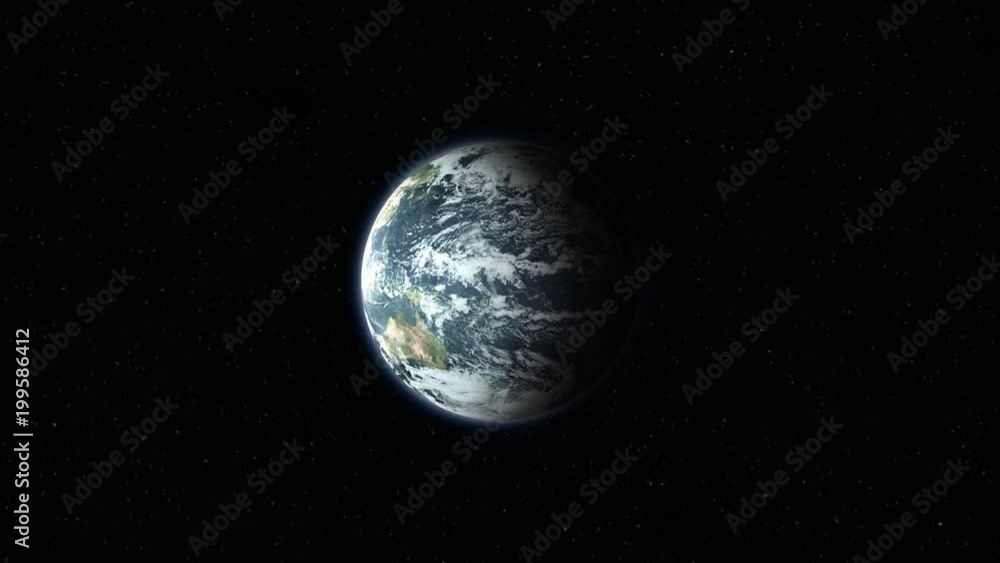 Earth from space - realistic world - globe rotating medium speed on axis with stars in 4K and 1080 HD Earth from space - realistic world - globe rotating medium speed on axis with stars in 4K and 1080 HD