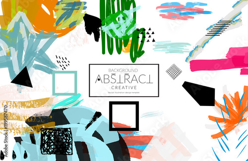 Abstract collage made with scribbles  markercanyon strokesblack geometric shapes