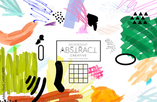 Abstract collage made with scribbles  markercanyon strokesblack geometric shapes