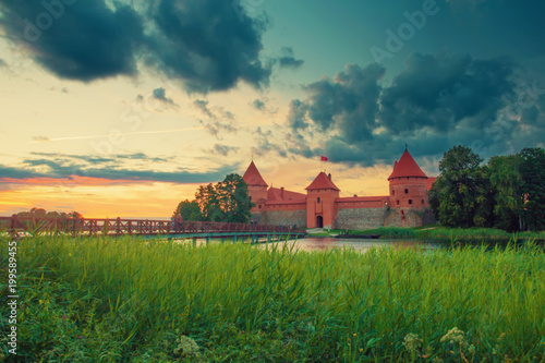 Trakai castle at the sunset