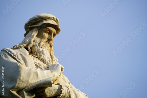 Head of the Leonardo da Vinci statue in Milan photo