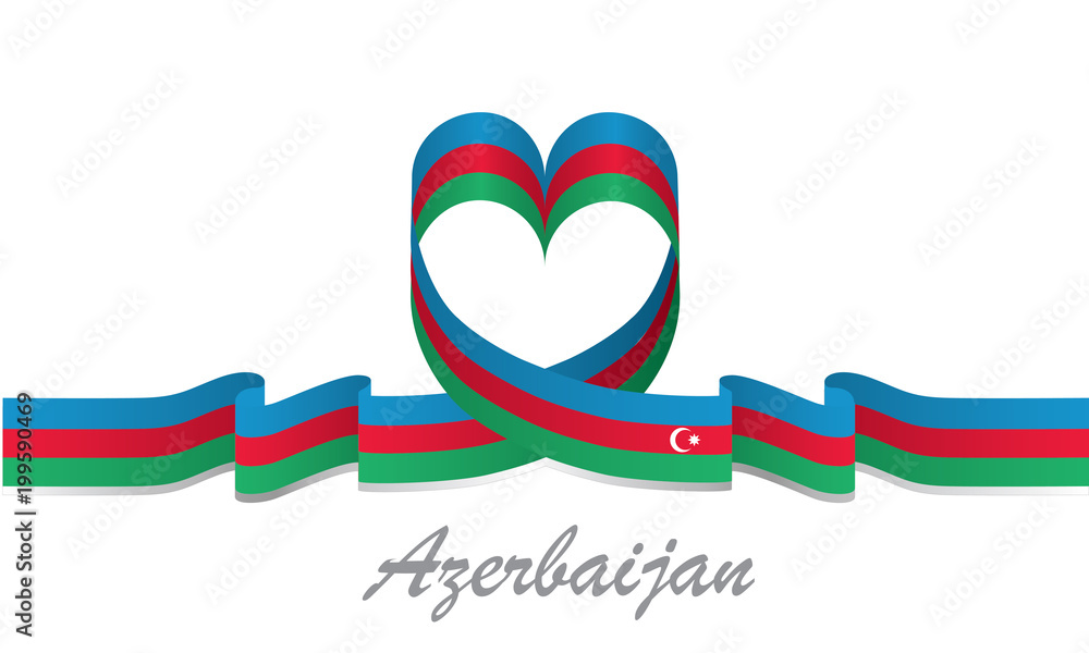 Obraz premium azerbaijan flag and love ribbon