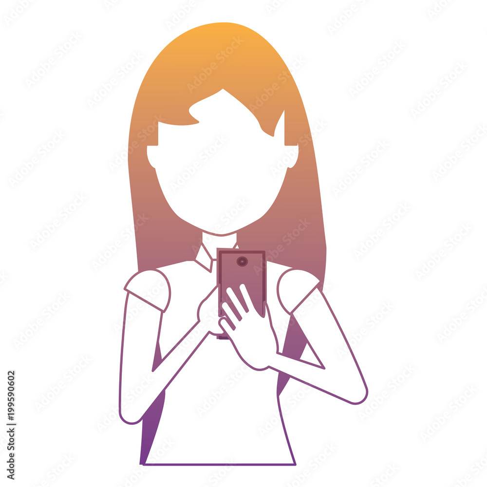 avatar woman using a cellphone over white background, colorful design. vector illustration avatar woman using a cellphone over white background, colorful design. vector illustration