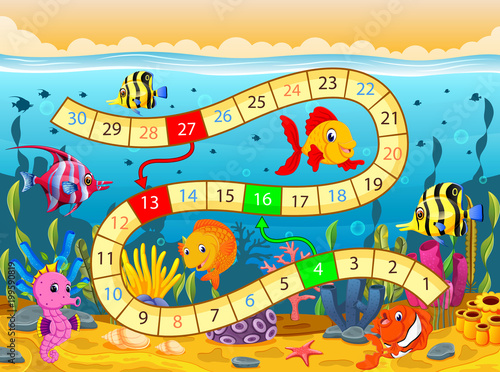 Boardgame template with under the sea background