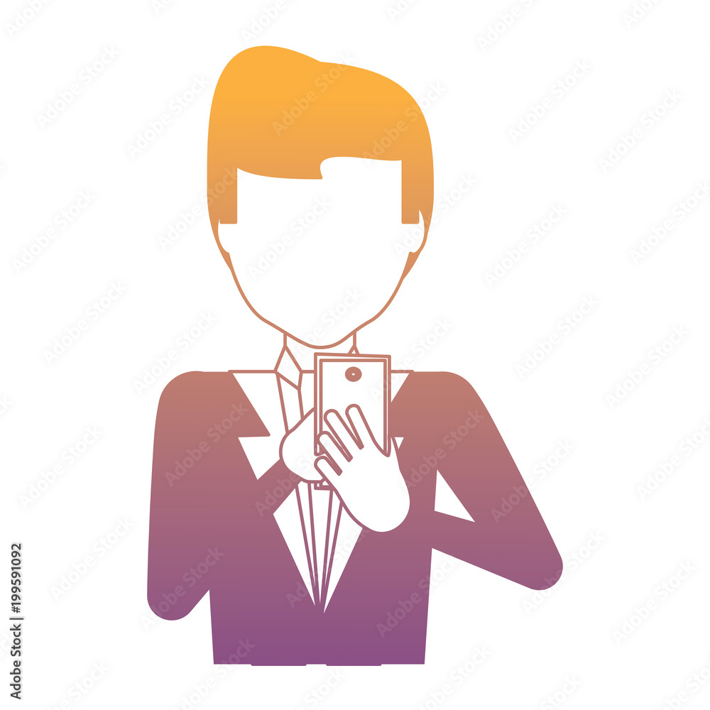 avatar businessman using a cellphone over white background, colorful design. vector illustration avatar businessman using a cellphone over white background, colorful design. vector illustration