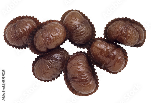 Wallpaper Mural marron glacé, chestnut glazed with sugar, view from above, isolated on white
 Torontodigital.ca