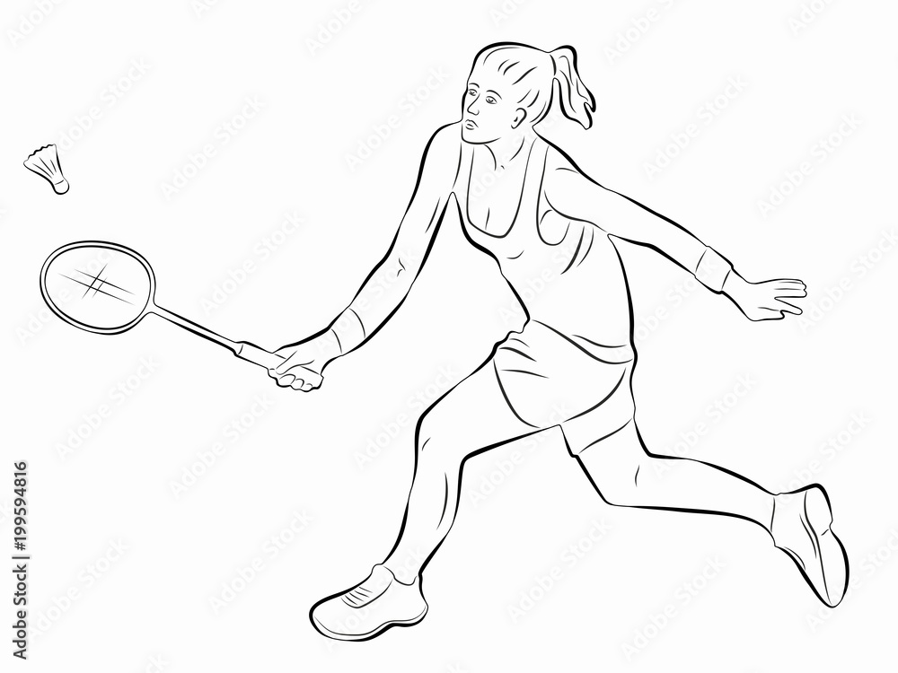 illustration of a badminton player , vector draw Stock Vector | Adobe Stock