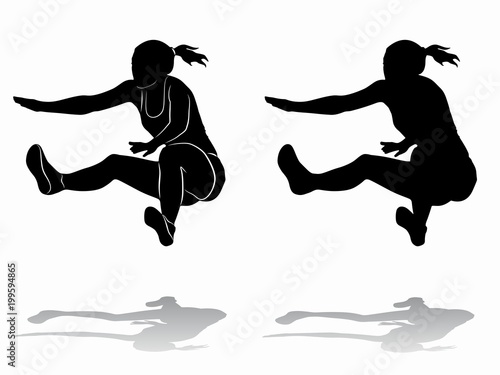 silhouette of a long jumper , vector draw