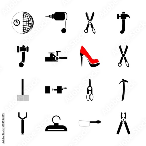 Instruments And Tools with shilhouette, outline and sharp