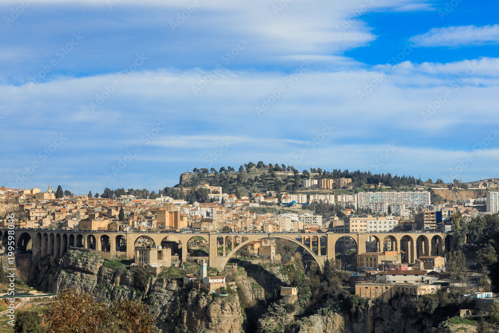 Panoramic view to the Bridge Sidi Rached, City of Bridges, Constantine, Algeria