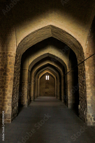 Dark corridor, arch in the building