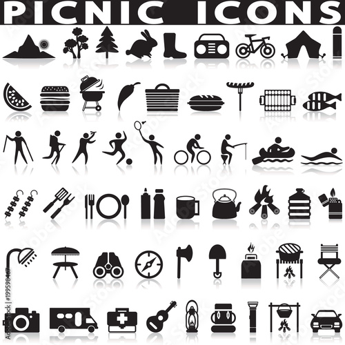 Picnic and barbecue web icons.