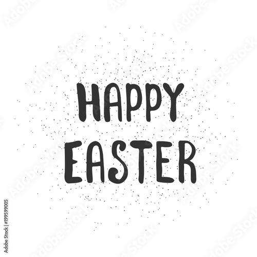 Happy Easter calligraphy isolated on white background.  Hand drawn elements for your design.