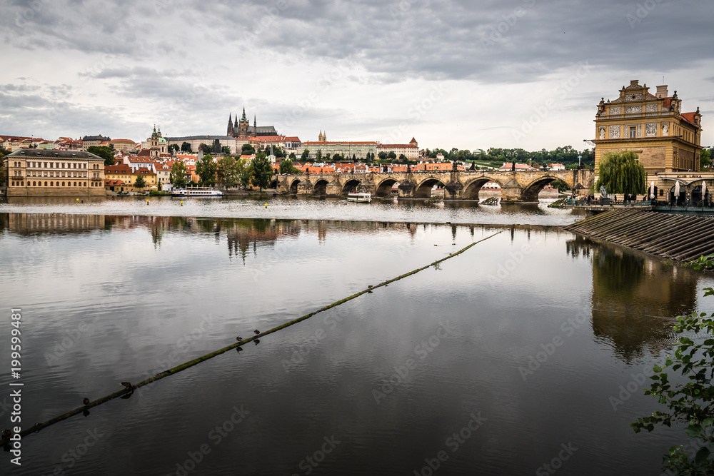 Cityscape of Prague and river