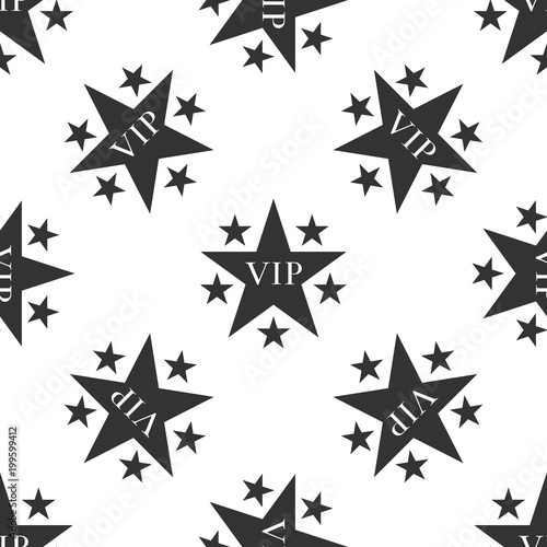 Star VIP with circle of stars icon seamless pattern on white background. Flat design. Vector Illustration