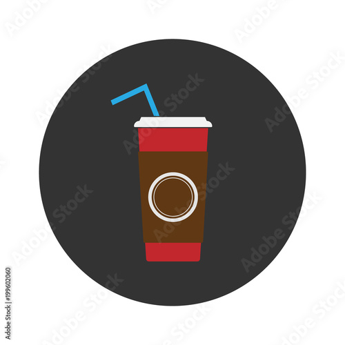 Cola drink in a red plastic pot cardboard cup with chopsticks isolated