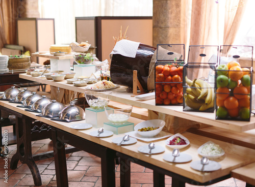 Breakfast buffet at the hotel or restaurant.