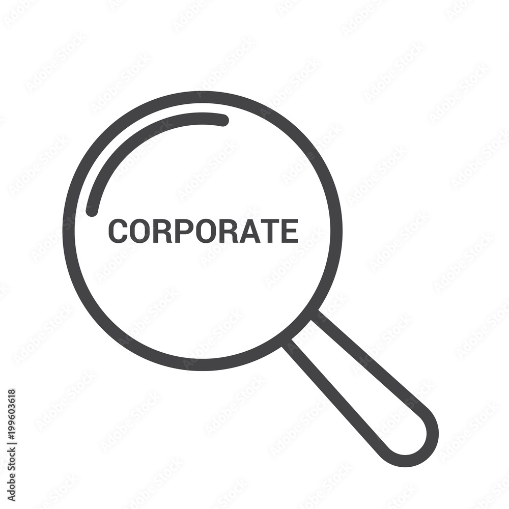 Business Concept: Magnifying Optical Glass With Words Corporate Business Concept: Magnifying Optical Glass With Words Corporate