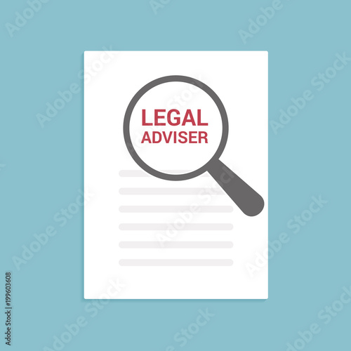 Law Concept: Magnifying Optical Glass With Words Legal Adviser