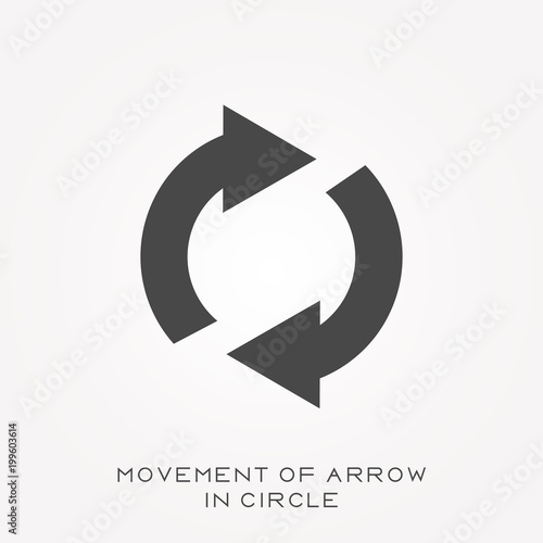 Silhouette icon movement of arrow in circle