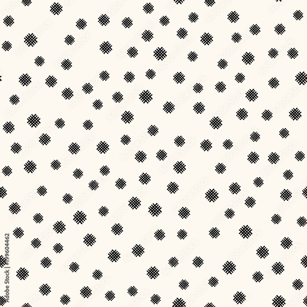 Geometric seamless pattern with abstract handdrawn crossed lines. Repeating vector tiles, regular texture