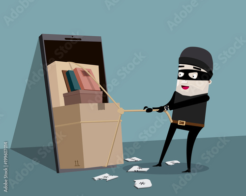 Hacker stealing sensitive data from smart phone