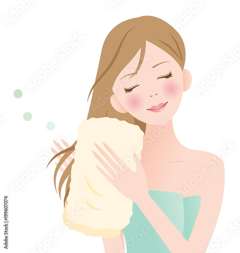 髪を洗う女性