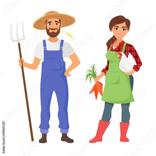 farmers: man and woman character