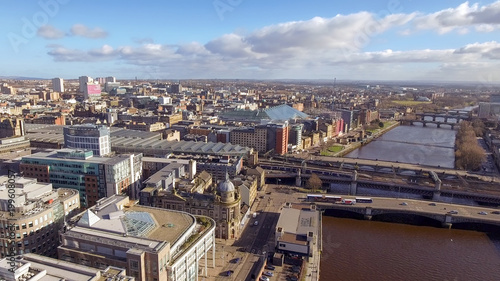 Aerial image of Glasgow Cityscape from over the River Clyde near the city centre. © TreasureGalore