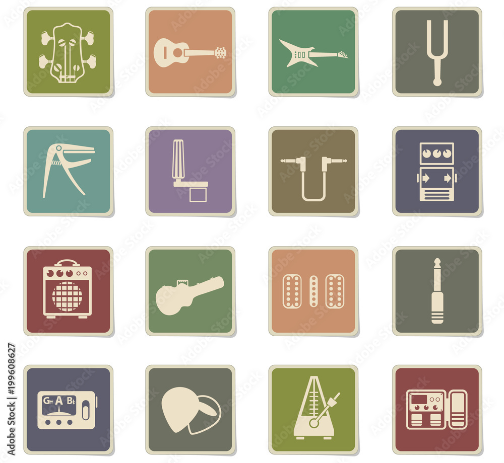 guitar and accessories icon set guitar and accessories icon set