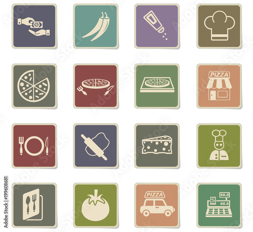 pizzeria icon set
