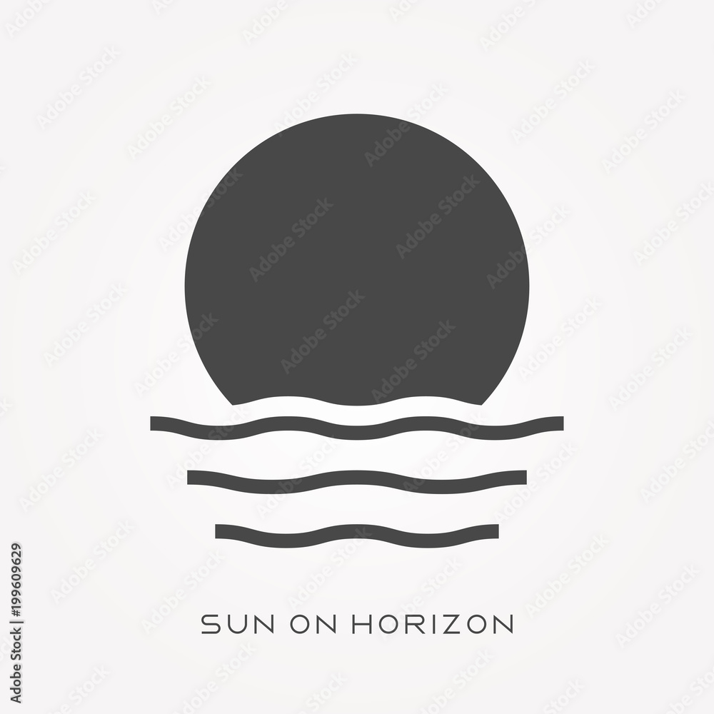 Silhouette icon sun on horizon Silhouette icon sun on horizon