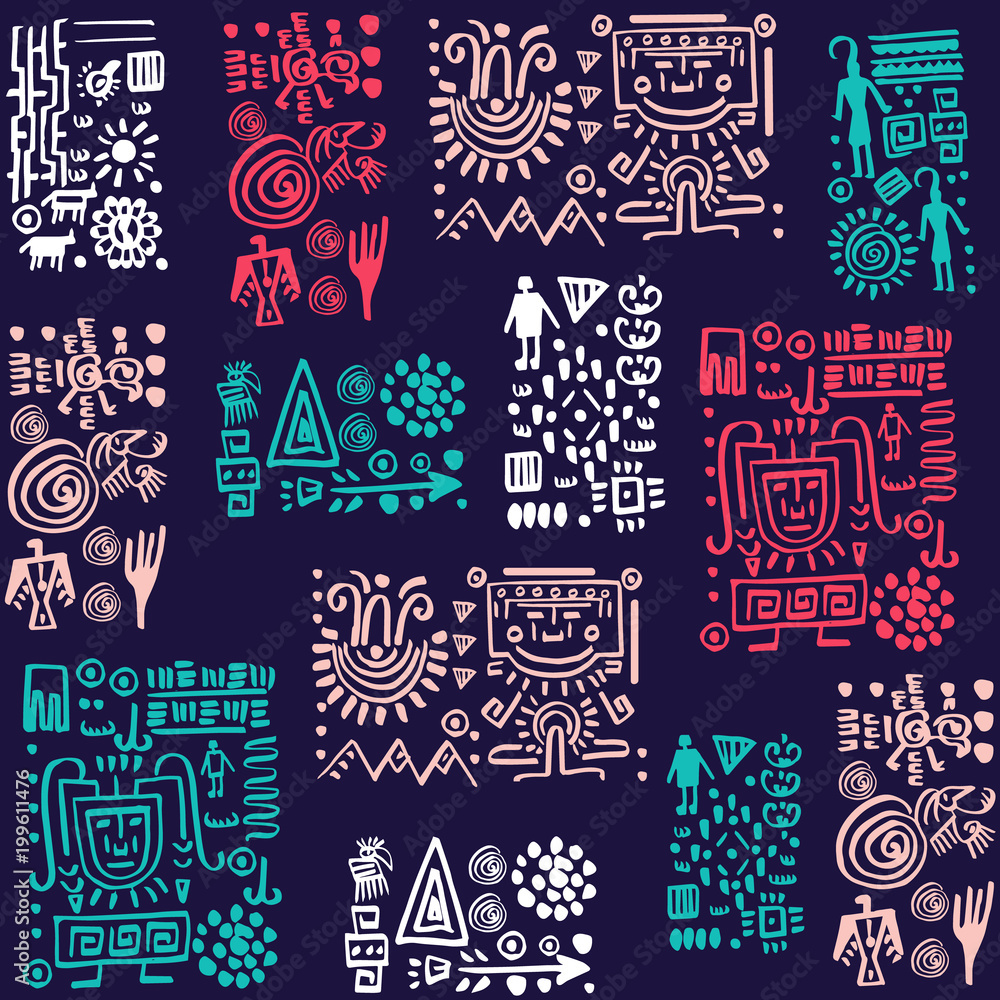 Set of pattern designs with tribal elements. Vector illustration. Set of pattern designs with tribal elements. Vector illustration.