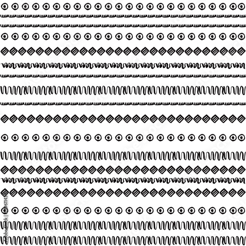 Set of pattern designs with tribal elements. Vector illustration.