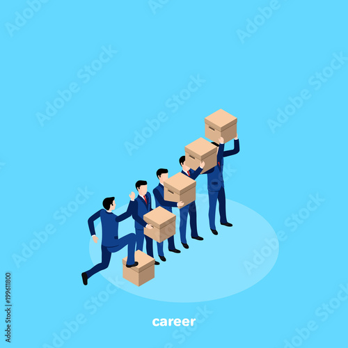 man in a business suit with the boxes up, isometric image
