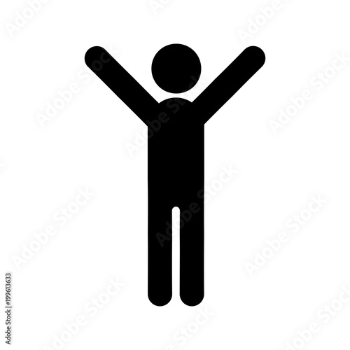 Hands up male person icon