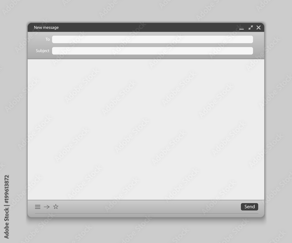 Creative vector illustration of email message interface with send form isolated on transparent background. Art design E-mail blank mockup template. Abstract concept mail page interface web panel. Creative vector illustration of email message interface with send form isolated on transparent background. Art design E-mail blank mockup template. Abstract concept mail page interface web panel.